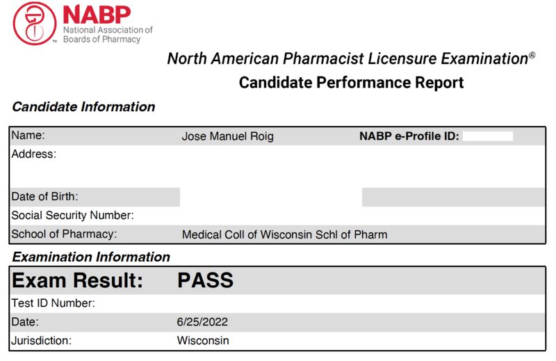 Pass Naplex examination with no test required
